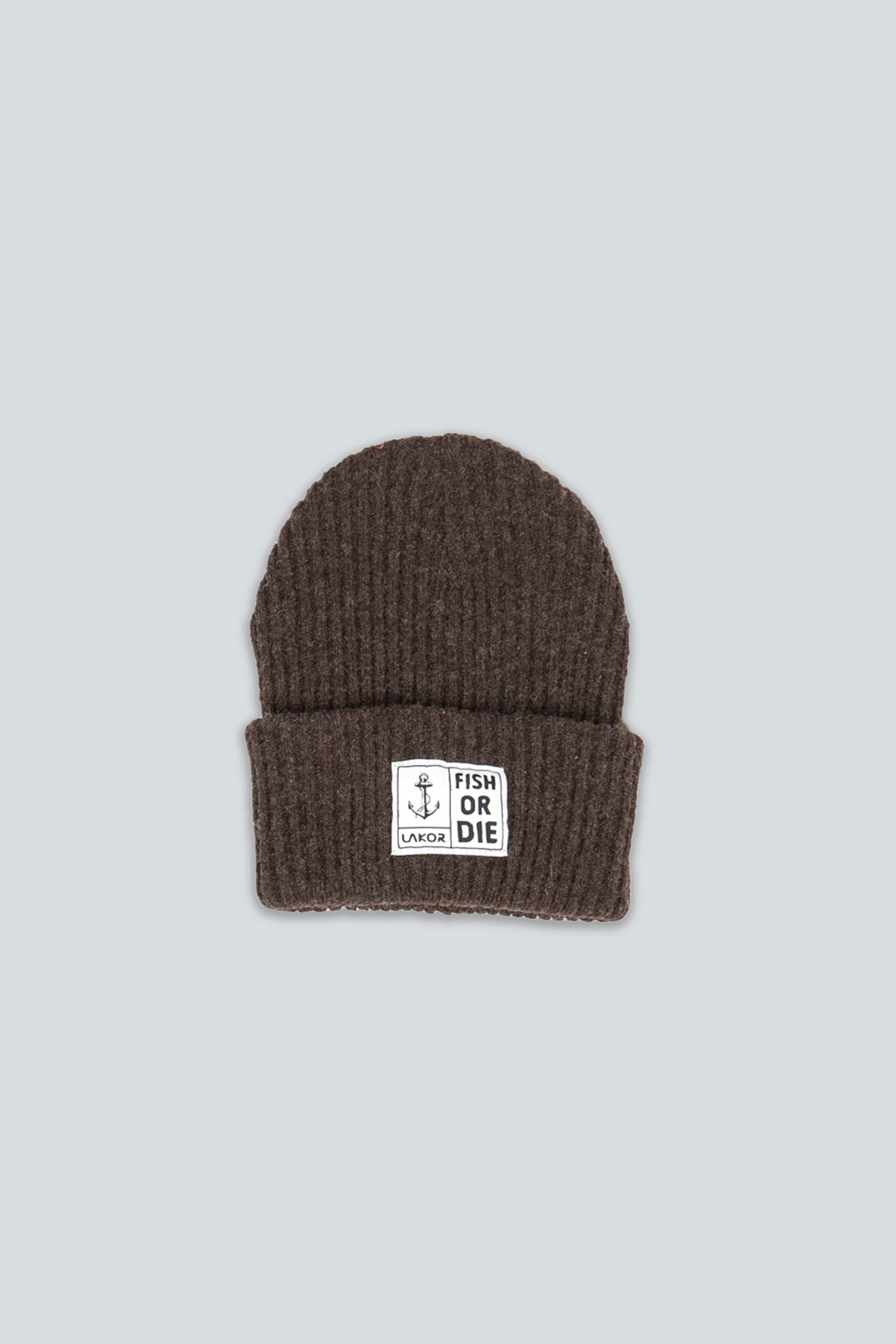 Fish or Die Beanie (Dark Brown)