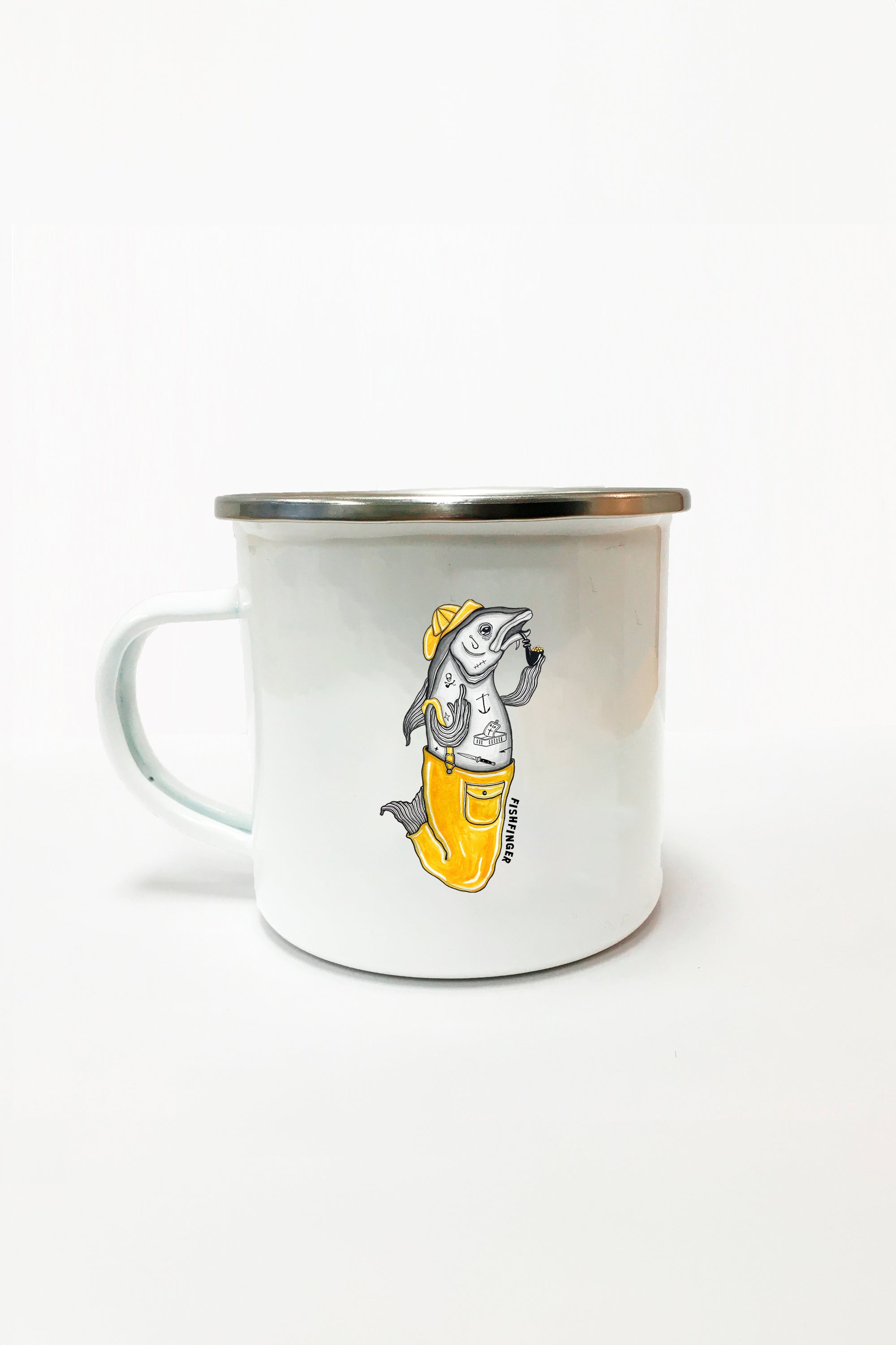 Fishfinger Emaille Tasse